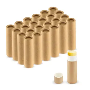 25Pcs 7g Empty Brown Kraft Paper Lipbalm Tubs Round Push-Up Paperboard Lipstick Containers for Solid Perfume Ointment Deodorant Lotion Stick Sample