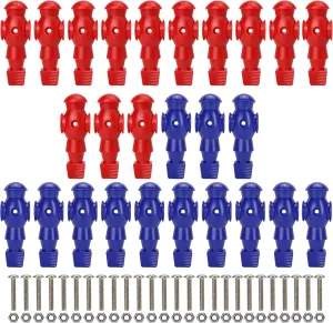 26PCS Foosball Men, Soccer Player Set - Plastic Replacement Parts for Football Table (13 Red, 13 Blue)
