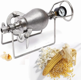288ML Popcorn Machine, 304 Stainless Steel Old-Fashioned Hand Popcorn Machine, Grain Amplifier, Suitable for Corn, Mung Beans, Rice, Wheat, Soybeans, Black Rice