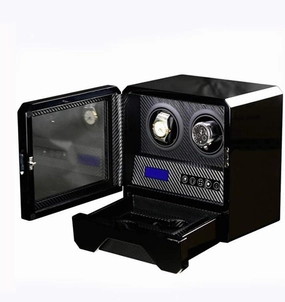 2 Automatic Piano Paint Watch Winder Mechanical Watches Silent Electric Rotating Watch Winder with Led Lights 5 Rotation Modes Watch Storage Showcase