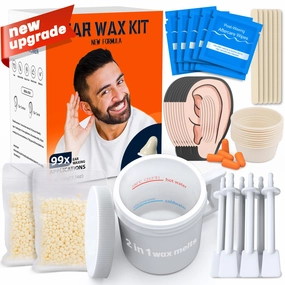 2-in-1 Ear & Nose Waxing Kit for Men & Women | 100g Hair Removal Wax   99pc | 20 Applicators, 10 Nasal Sticks, 15 Wipes & 20 Earplugs | No Microwave Needed | Nose Wax Kit, Ear Hair Remover