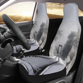 2 Pack Car Seat Covers Breathable Front Cars Seat Covers Universal Seat Covers for Front Seats Snowy Train Tracks Automotive Seat Covers Seat Protectors for Most Vans Trucks SUV