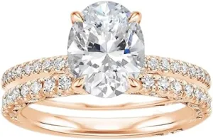 3 CT Oval Cut Colorless Moissanite Engagement Ring Set, Tacori Wedding/Bridal Sets, 925 Sterling Silver, Anniversary Ring Pave Set, for Women, 10K/14K/18K/22K Gold