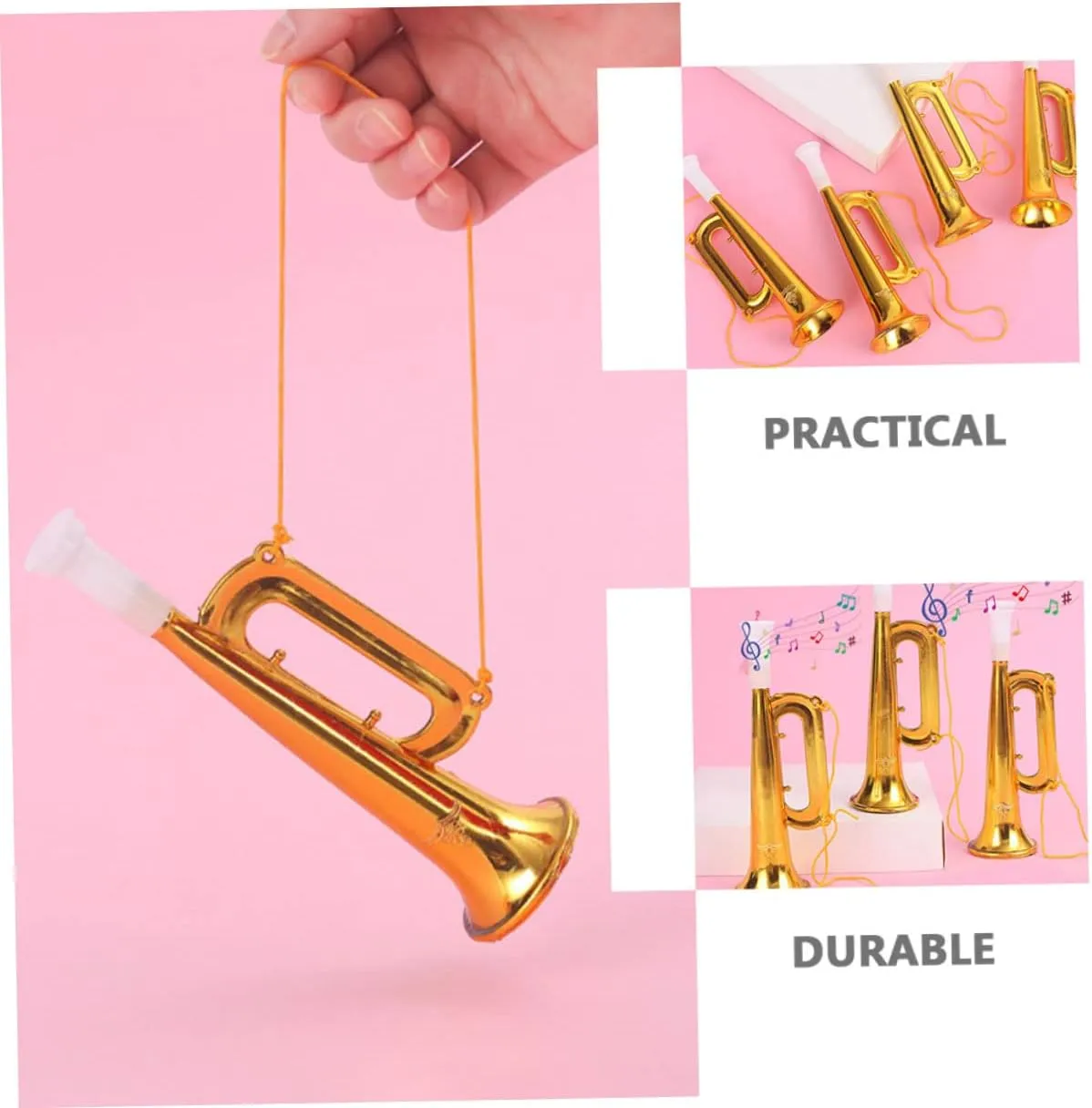 30 pcs Sporting Instruments New Favor Models Gold Party Trumpets Small Cheering Kids Girls Boys Whistle and Funny Musical Children Stage Props Plastic Atmosphere Noise Events