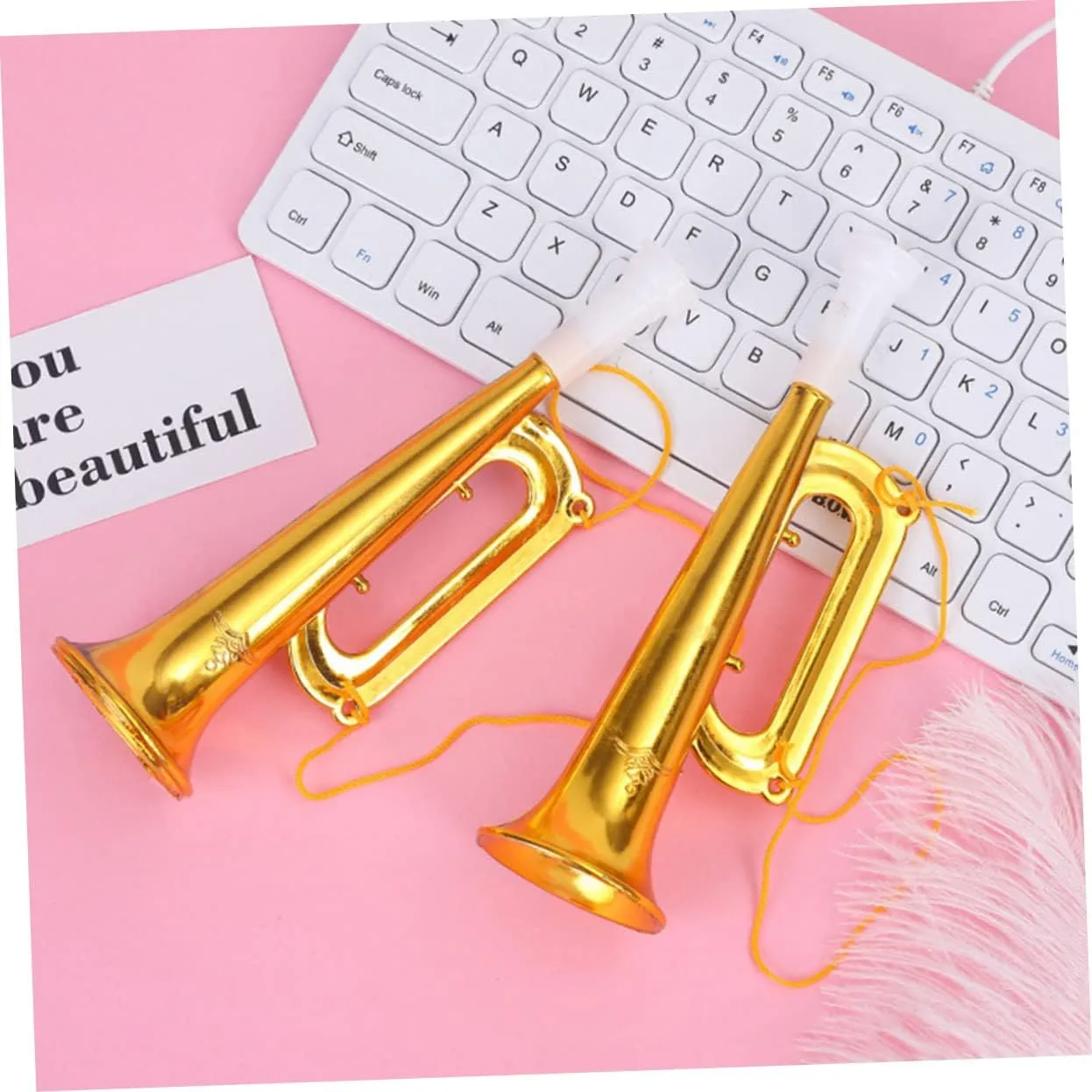 30 pcs Sporting Instruments New Favor Models Gold Party Trumpets Small Cheering Kids Girls Boys Whistle and Funny Musical Children Stage Props Plastic Atmosphere Noise Events