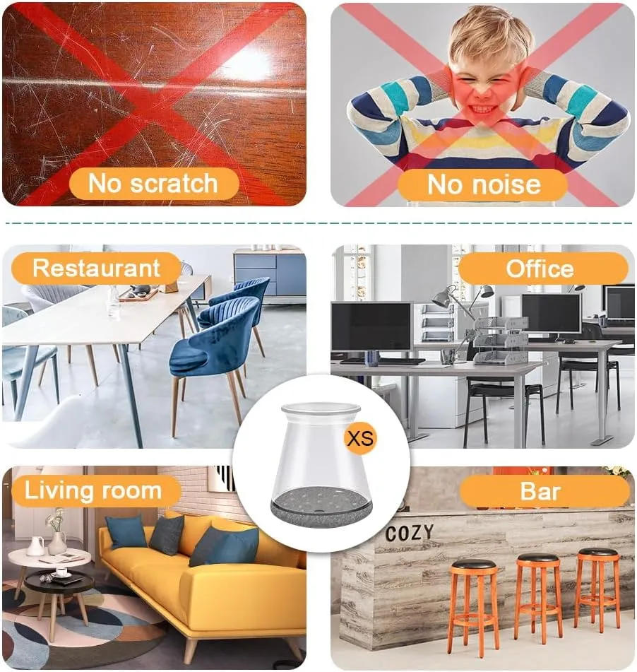 32 Pcs Chair Leg Floor Protectors,Bar stools Leg Protectors Caps,Dining Room Chair Leg Protectors for Hardwood Floors, Chair Leg Covers Silicone Felt Furniture Pads (Extra Small fit: 0.5'' - 0.89'')