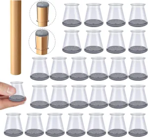 32 Pcs Chair Leg Floor Protectors,Bar stools Leg Protectors Caps,Dining Room Chair Leg Protectors for Hardwood Floors, Chair Leg Covers Silicone Felt Furniture Pads (Extra Small fit: 0.5'' - 0.89'')