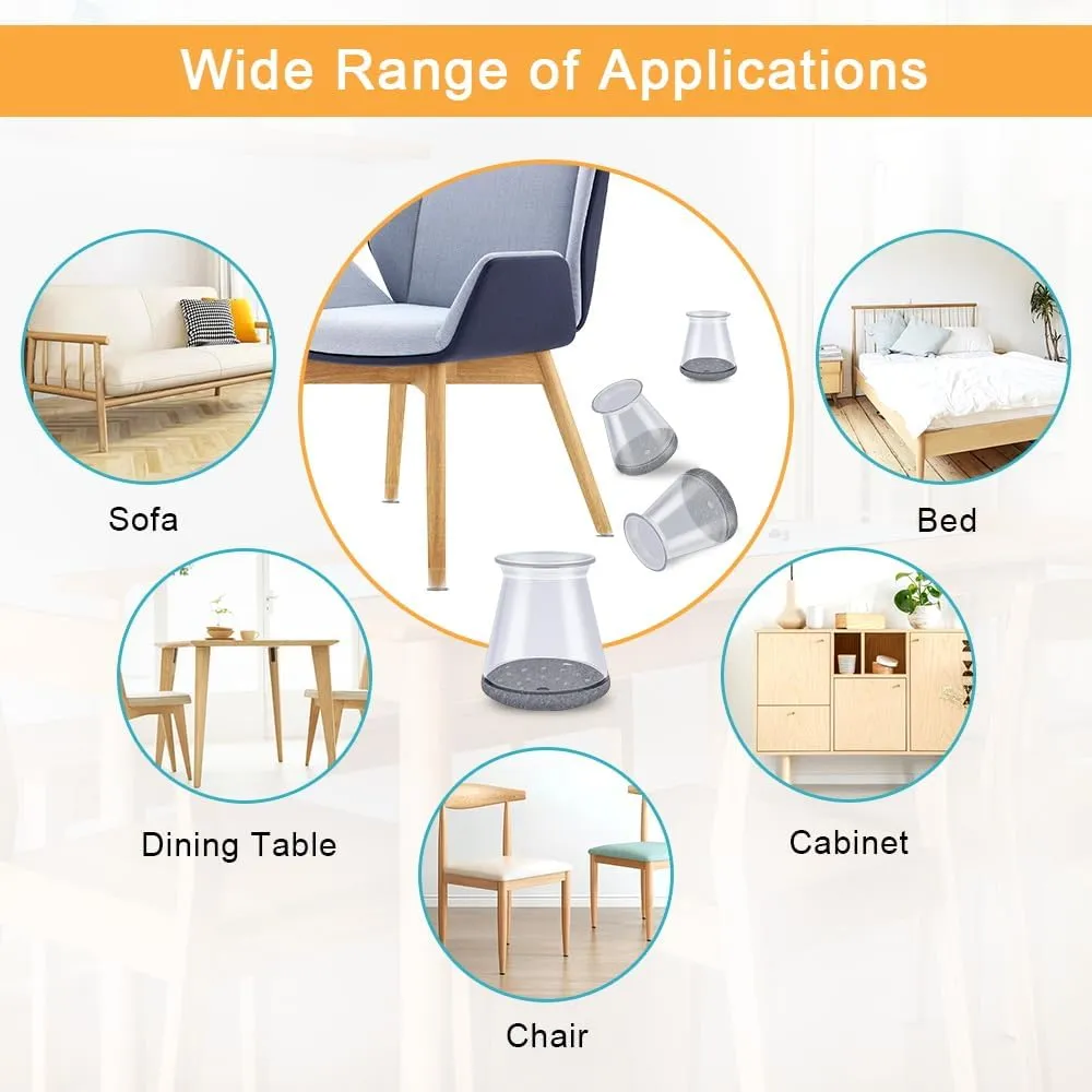 32 Pcs Chair Leg Floor Protectors,Bar stools Leg Protectors Caps,Dining Room Chair Leg Protectors for Hardwood Floors, Chair Leg Covers Silicone Felt Furniture Pads (Extra Small fit: 0.5'' - 0.89'')