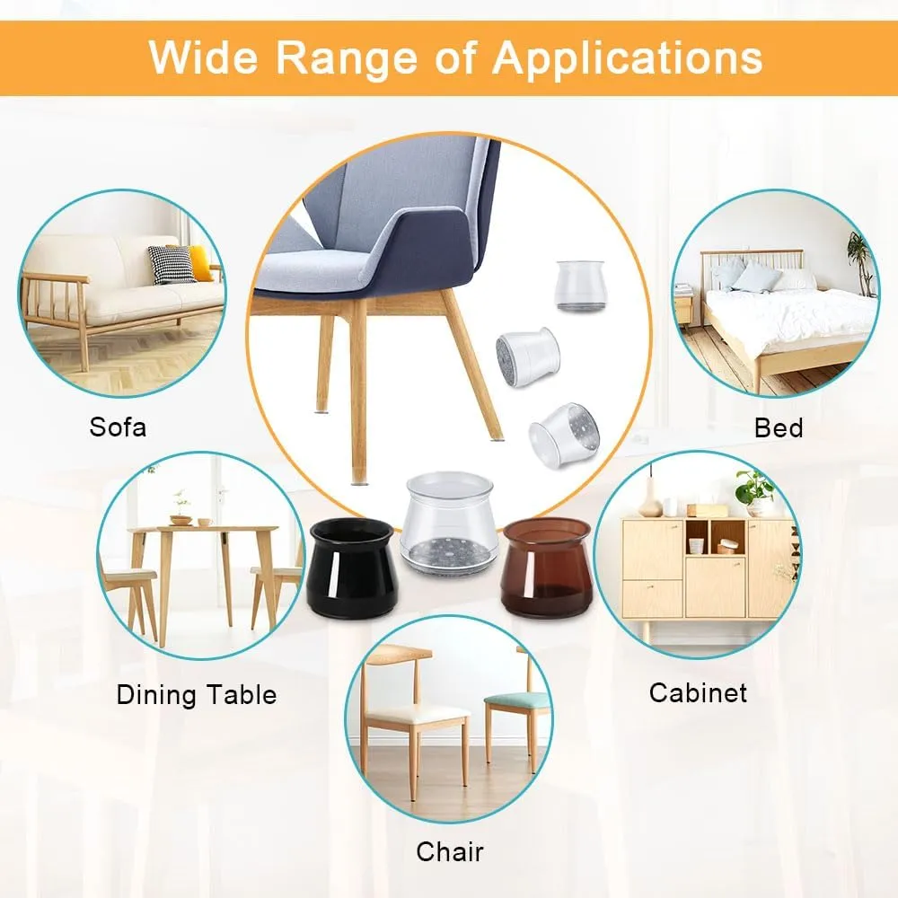 32 Pcs Chair Leg Protectors for Hardwood Floors, Silicone Felt Furniture Leg Cover Pad for Protecting Floors from Scratches and Noise, Smooth Moving for Chair Feet(Large fit : 1.3'' - 2'')