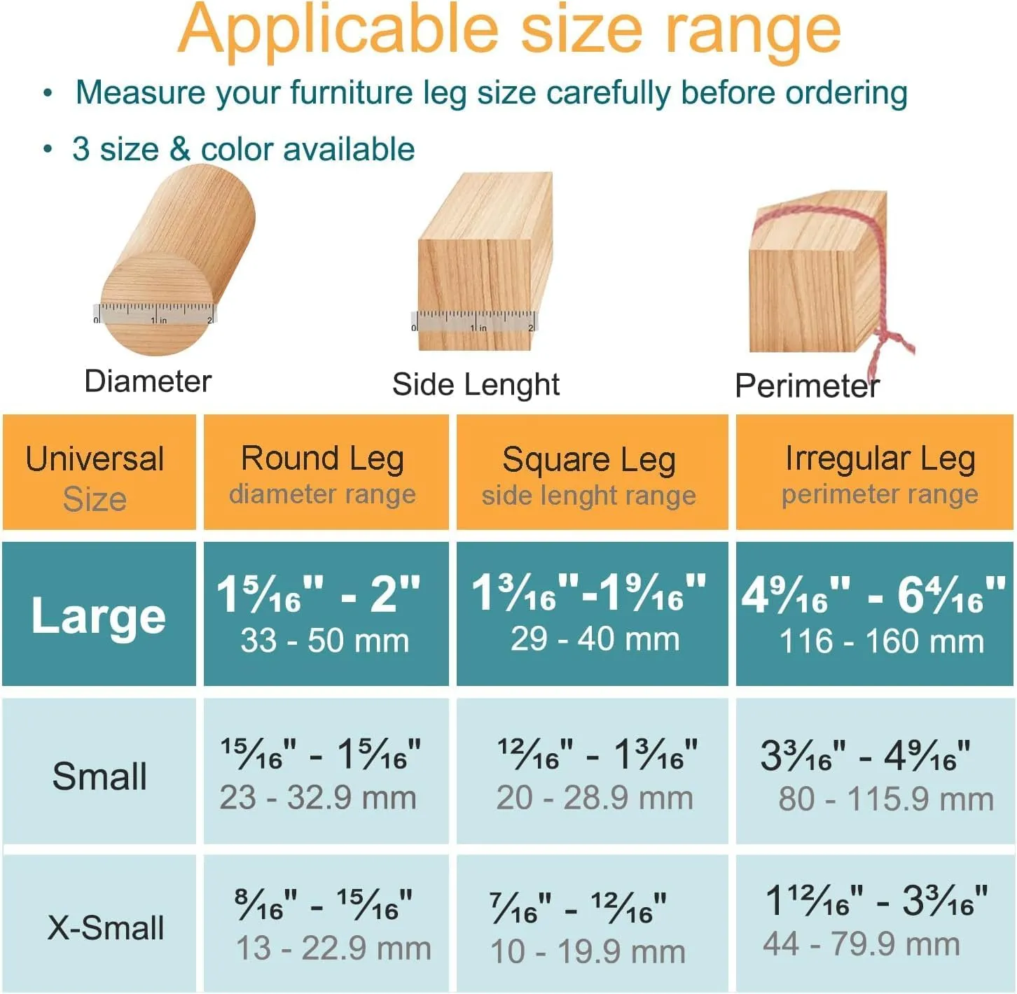 32 Pcs Chair Leg Protectors for Hardwood Floors, Silicone Felt Furniture Leg Cover Pad for Protecting Floors from Scratches and Noise, Smooth Moving for Chair Feet(Large fit : 1.3'' - 2'')
