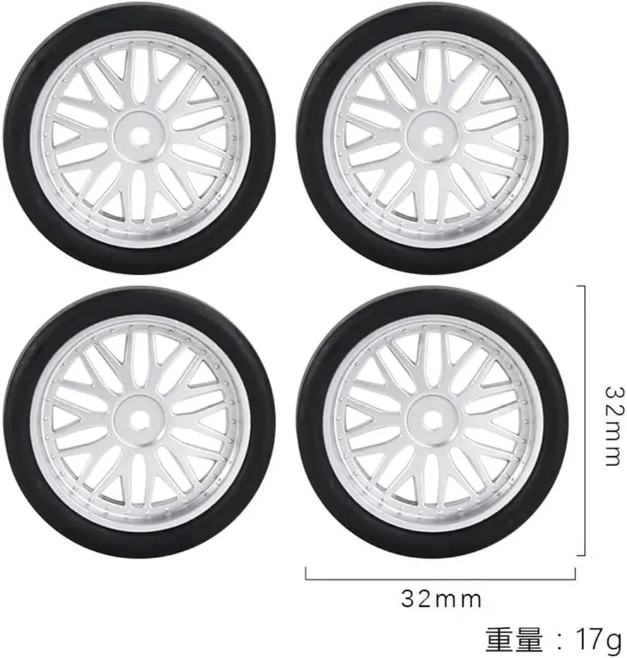 33mm Drift Tires Compatible with 1/18 RC Cars Compatible with AE86 A86 LD1801 LD1802 LD1803 LD1804 A01 A02 4pcs(LA0046 White(Soft))