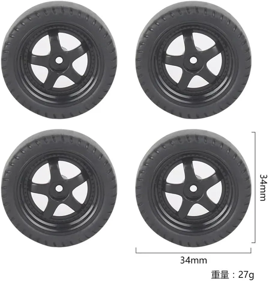 33mm Drift Tires Compatible with 1/18 RC Cars Compatible with AE86 A86 LD1801 LD1802 LD1803 LD1804 A01 A02 4pcs(LA0046 White(Soft))