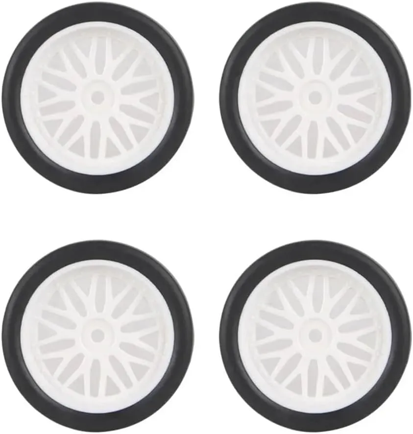 33mm Drift Tires Compatible with 1/18 RC Cars Compatible with AE86 A86 LD1801 LD1802 LD1803 LD1804 A01 A02 4pcs(LA0046 White(Soft))