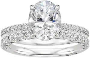 3.6 CT Oval Cut Colorless Moissanite Engagement Ring Set, Tacori Wedding/Bridal Sets, 925 Sterling Silver, Anniversary Ring Pave Set, Holiday Gift for Women, 10K/14K/18K/22K Gold