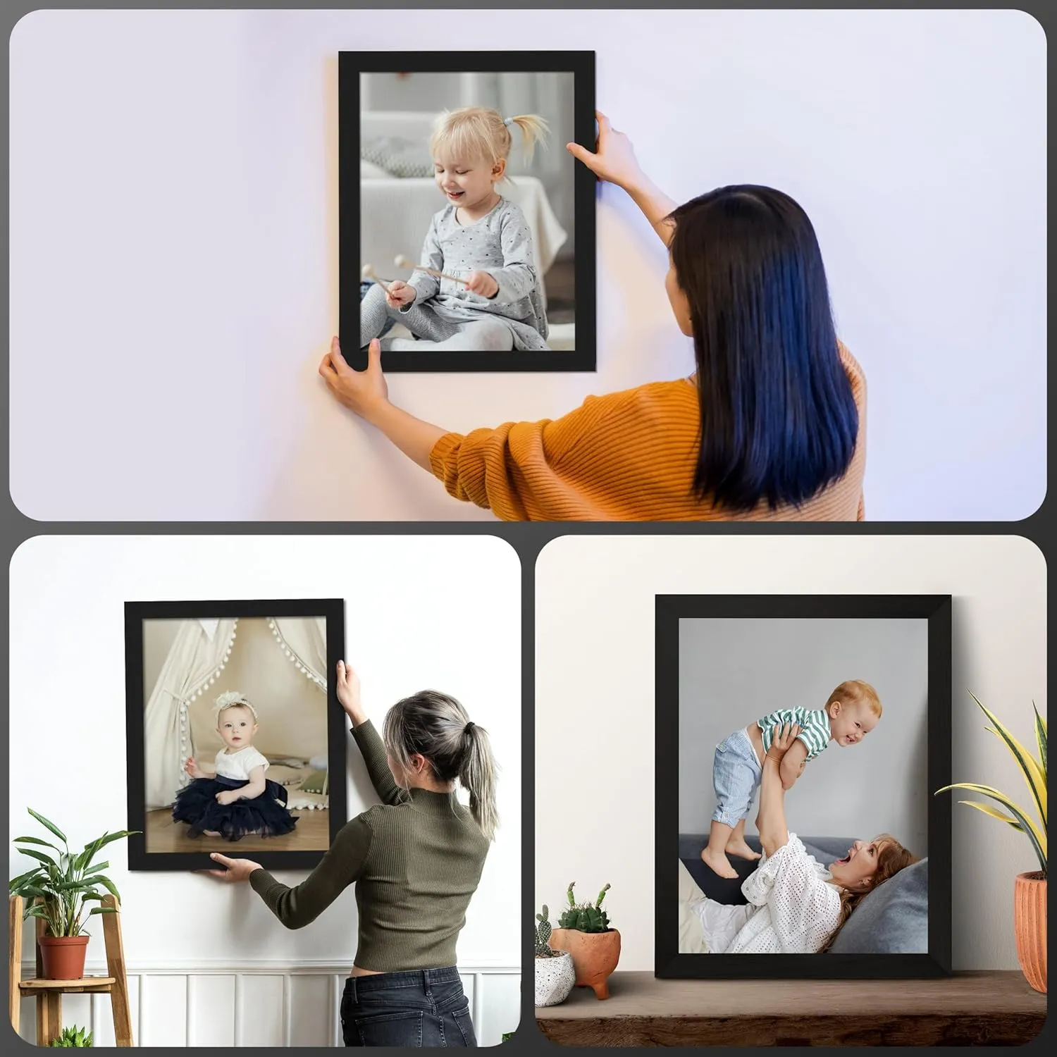 36x44 Black Picture Frame Wood Acrylic Plexiglass Wall Hanging | Large 44x36 Living Room Artwork Poster Photo Print