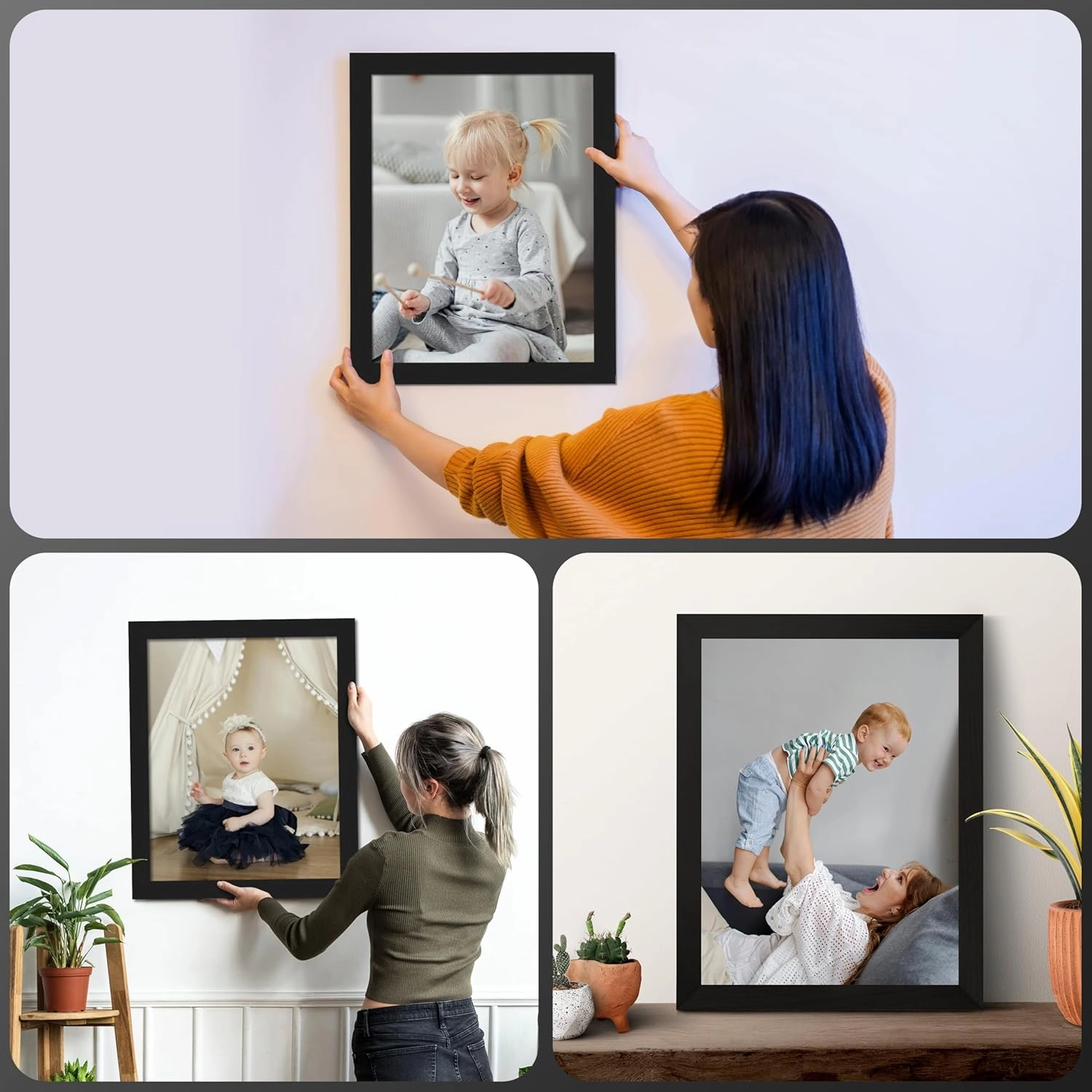 39x40 Black Picture Frame Wood Acrylic Plexiglass Wall Hanging | Large 40x39 Living Room Artwork Poster Photo Print