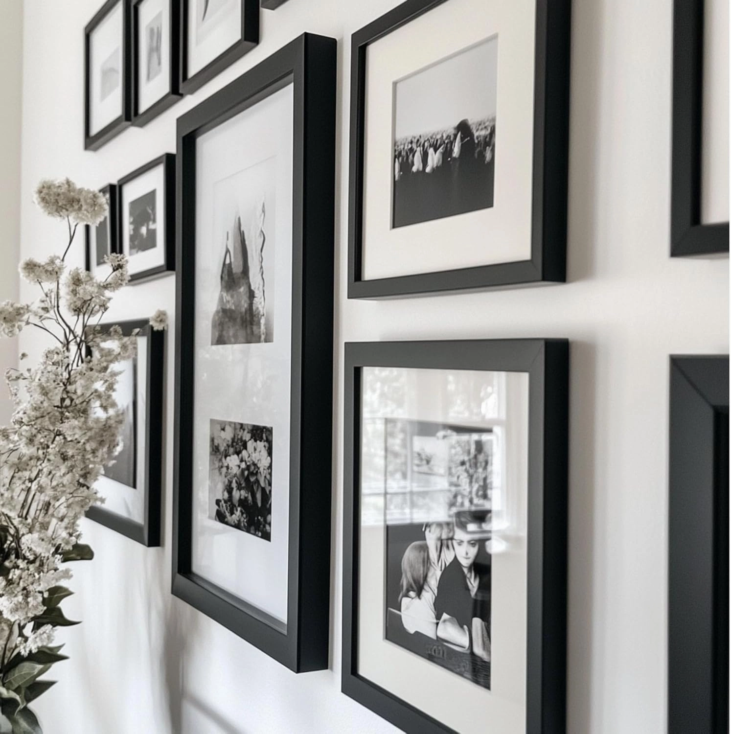 39x40 Black Picture Frame Wood Acrylic Plexiglass Wall Hanging | Large 40x39 Living Room Artwork Poster Photo Print