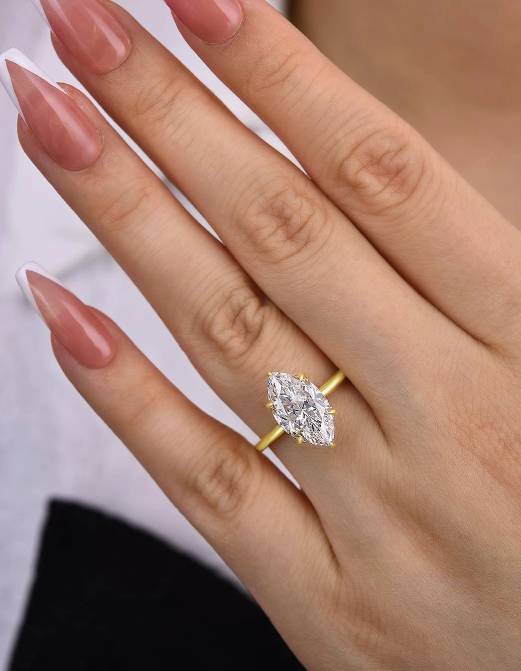 3.5CT Marquise Cut Engagement Ring,Simulated Diamond Ring,925 Sterling Silver 18K Yellow/White Gold Plated Promise Ring