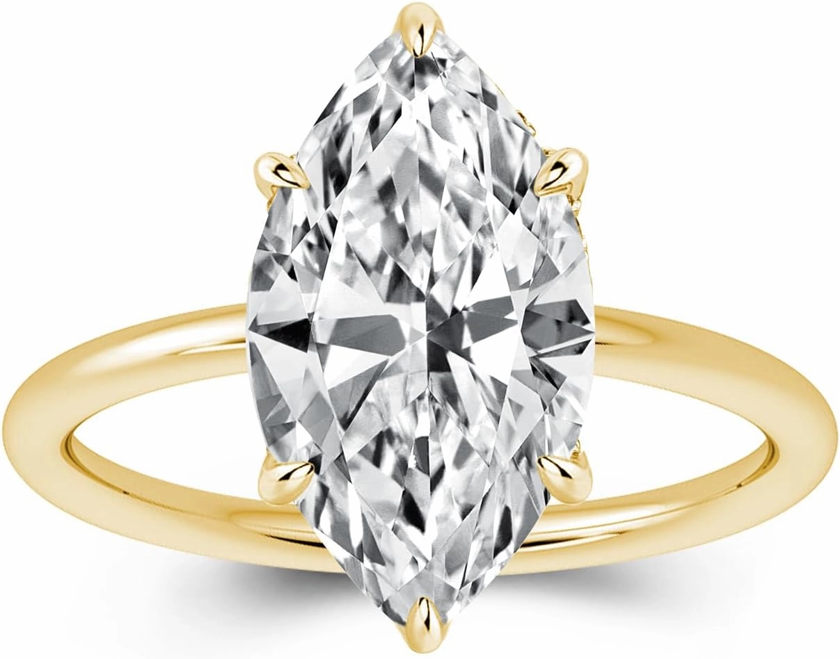 3.5CT Marquise Cut Engagement Ring,Simulated Diamond Ring,925 Sterling Silver 18K Yellow/White Gold Plated Promise Ring