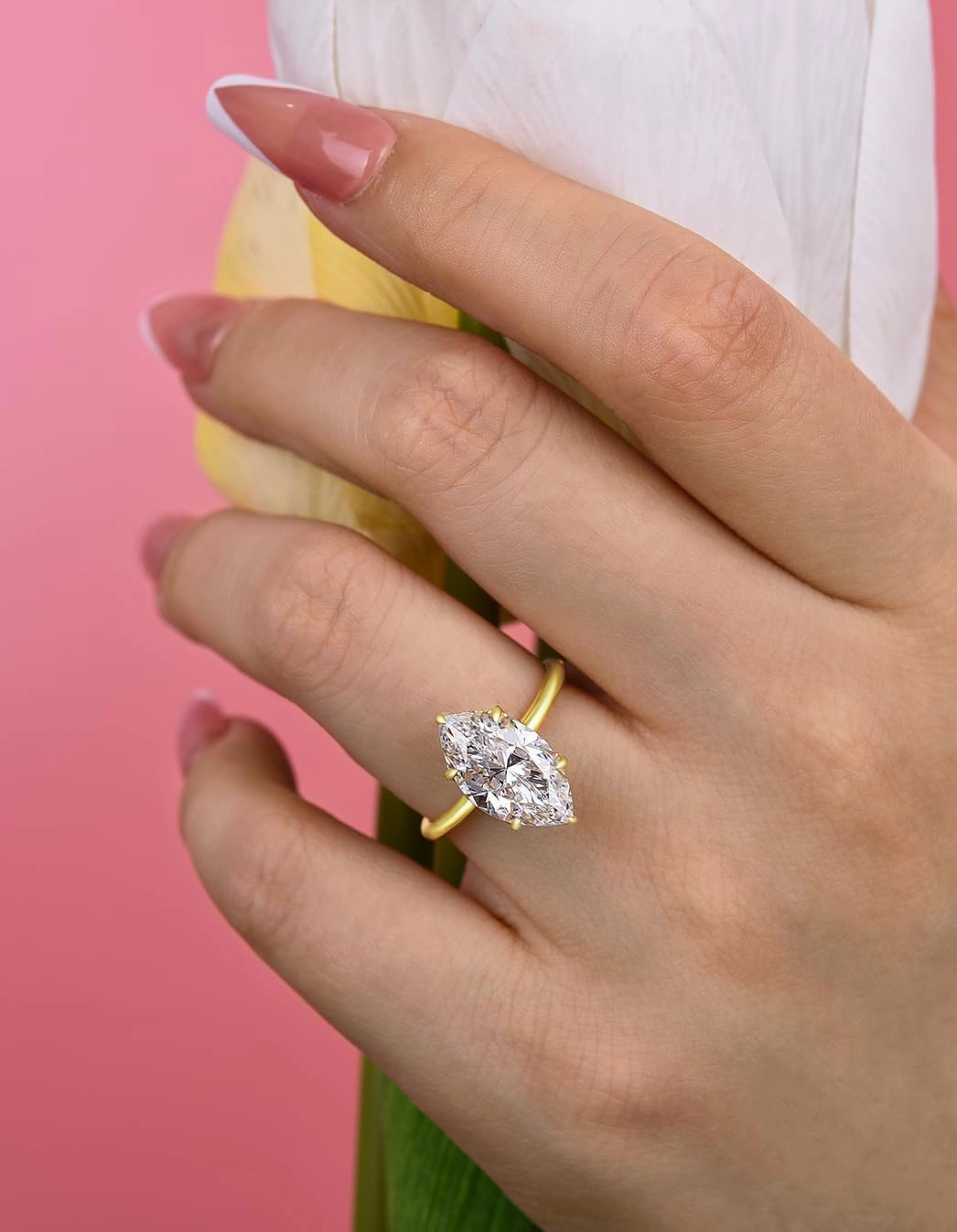 3.5CT Marquise Cut Engagement Ring,Simulated Diamond Ring,925 Sterling Silver 18K Yellow/White Gold Plated Promise Ring