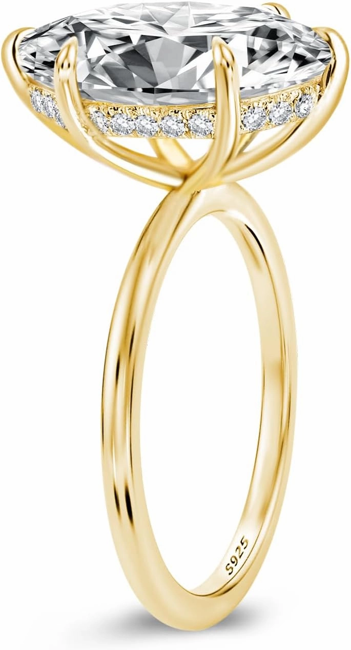 3.5CT Marquise Cut Engagement Ring,Simulated Diamond Ring,925 Sterling Silver 18K Yellow/White Gold Plated Promise Ring