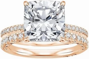 3 CT Cushion Cut Colorless Moissanite Engagement Ring Set, Tacori Wedding/Bridal Sets, 925 Sterling Silver, Anniversary Ring Pave Set, Holiday Gift for Women, 10K/14K/18K/22K Gold