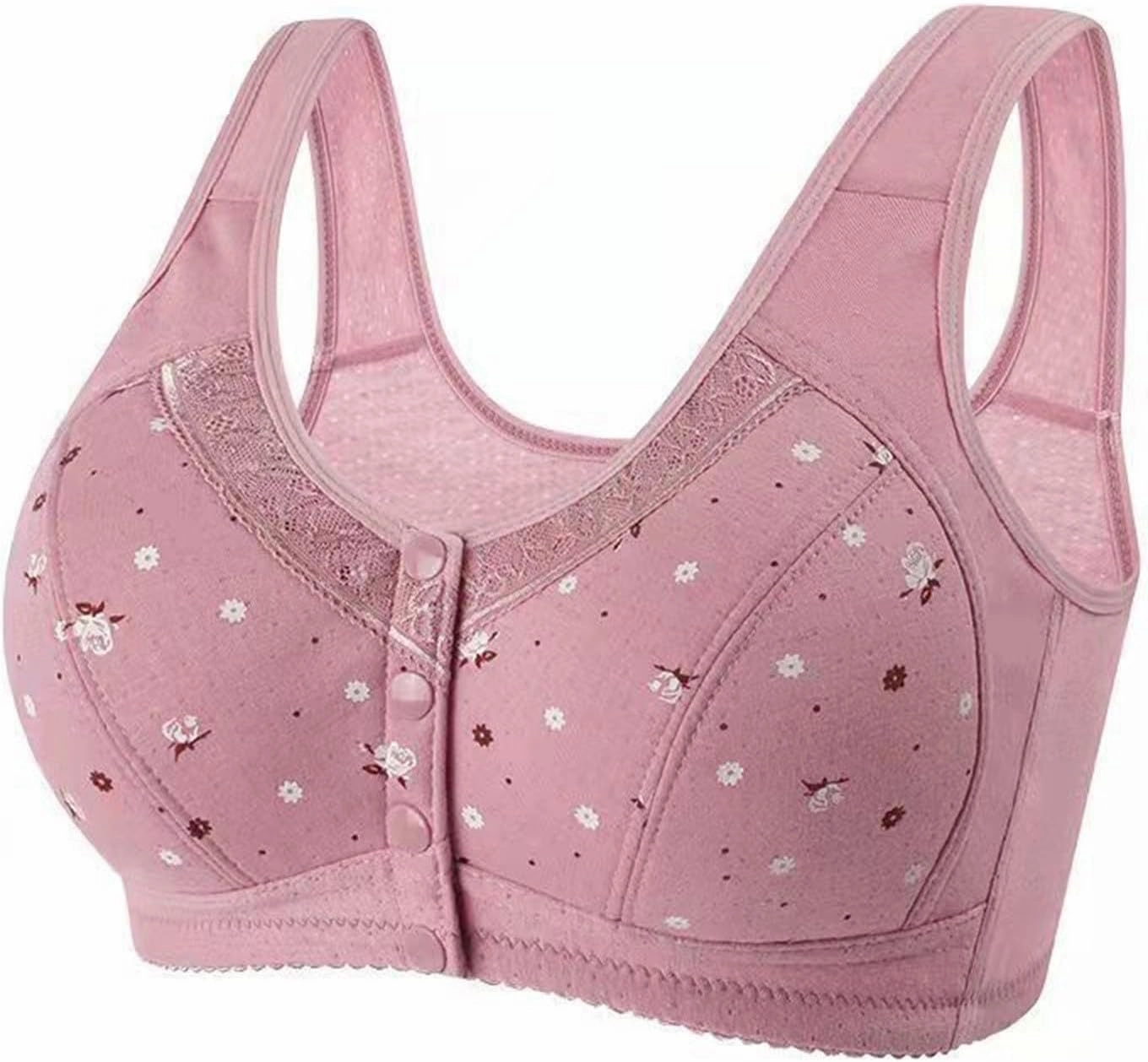 3 Pack T-Shirt Bra Older Womens Daisy Bras Front Closure Comfortable Bralettes