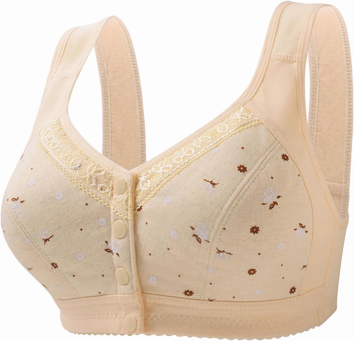 3 Pack T-Shirt Bra Older Womens Daisy Bras Front Closure Comfortable Bralettes