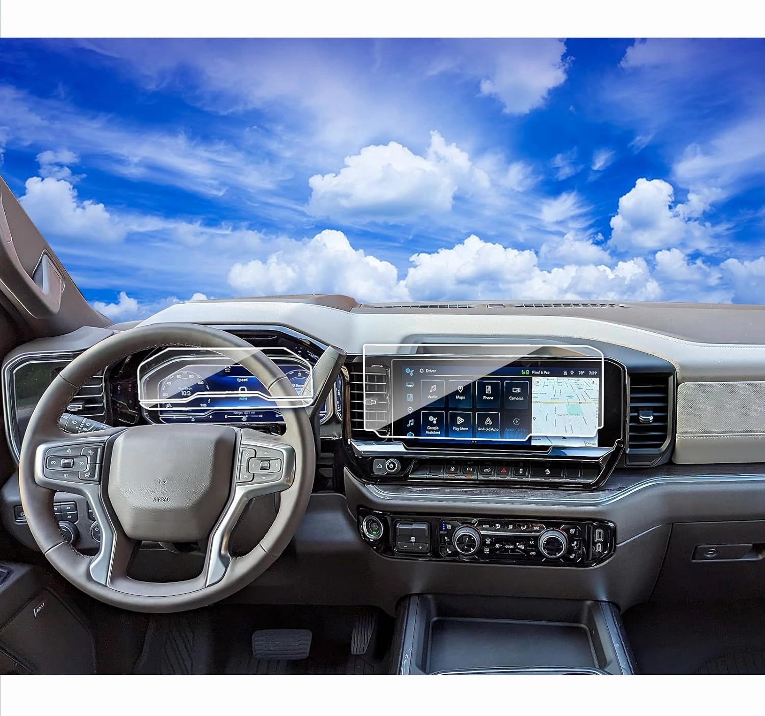 3pcs 2024 2025 Chevy Silverado Screen Protector for 2022 2023 2024 Chevrolet Silverado GMC Sierra 1500 2500HD 13.4Inch 2024 Silverado Sierra Accessories (Glass Nav. Film&Nano Dash Film)