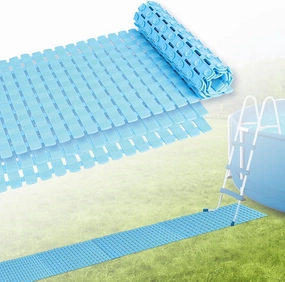 3Pcs Ground Pool Drainage Walkway, 15.7" x 27.6" Pool Drainage Mat, Non-Slip Floor Protector Mat for Protecting Pools Lawn and Away from Litter (Blue, Large, 3)