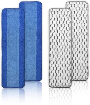 4 Pack 18 Inch Microfiber Mop Replacement Pads, Compatible with Bona Mops, Reusable and Washable Pads for Hardwood and Multi-Surface Floors, Deep Cleaning Wet Dry Use Refills