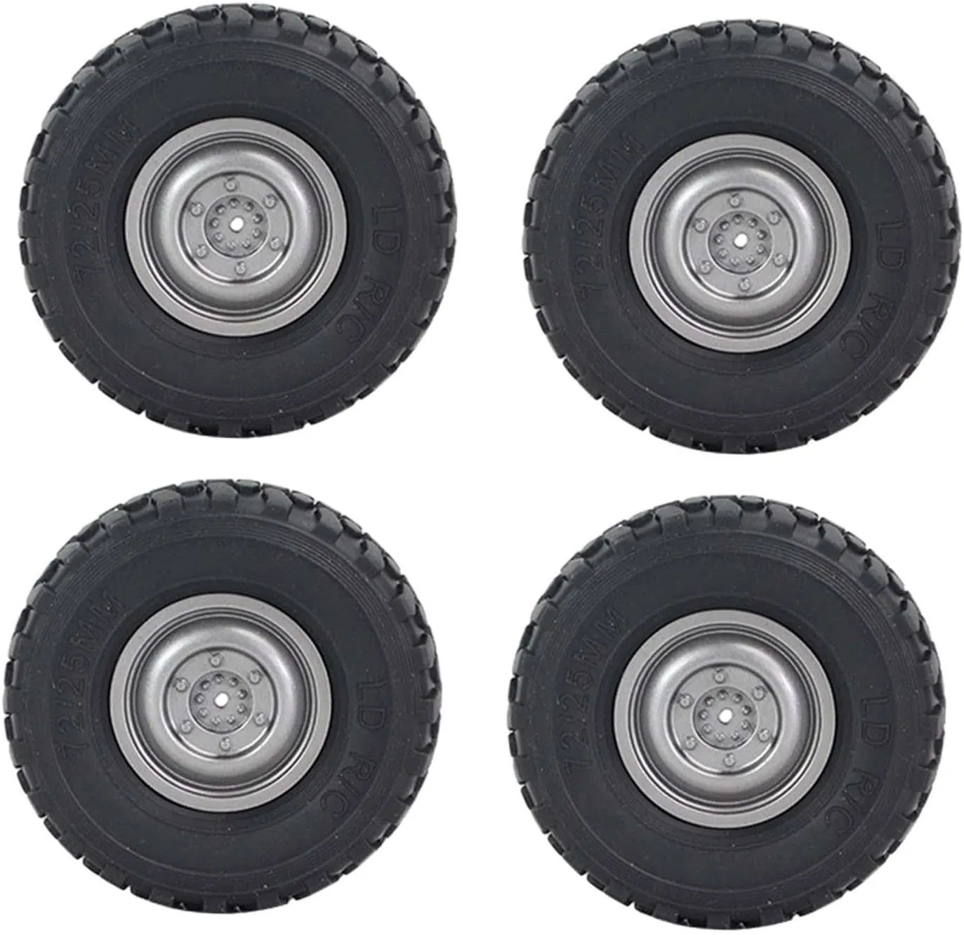 4 Pack of 1/16 Scale Wheel Tyres, Soft Tire Set for WPL B14 C44 C14 RC Vehicles, Argent