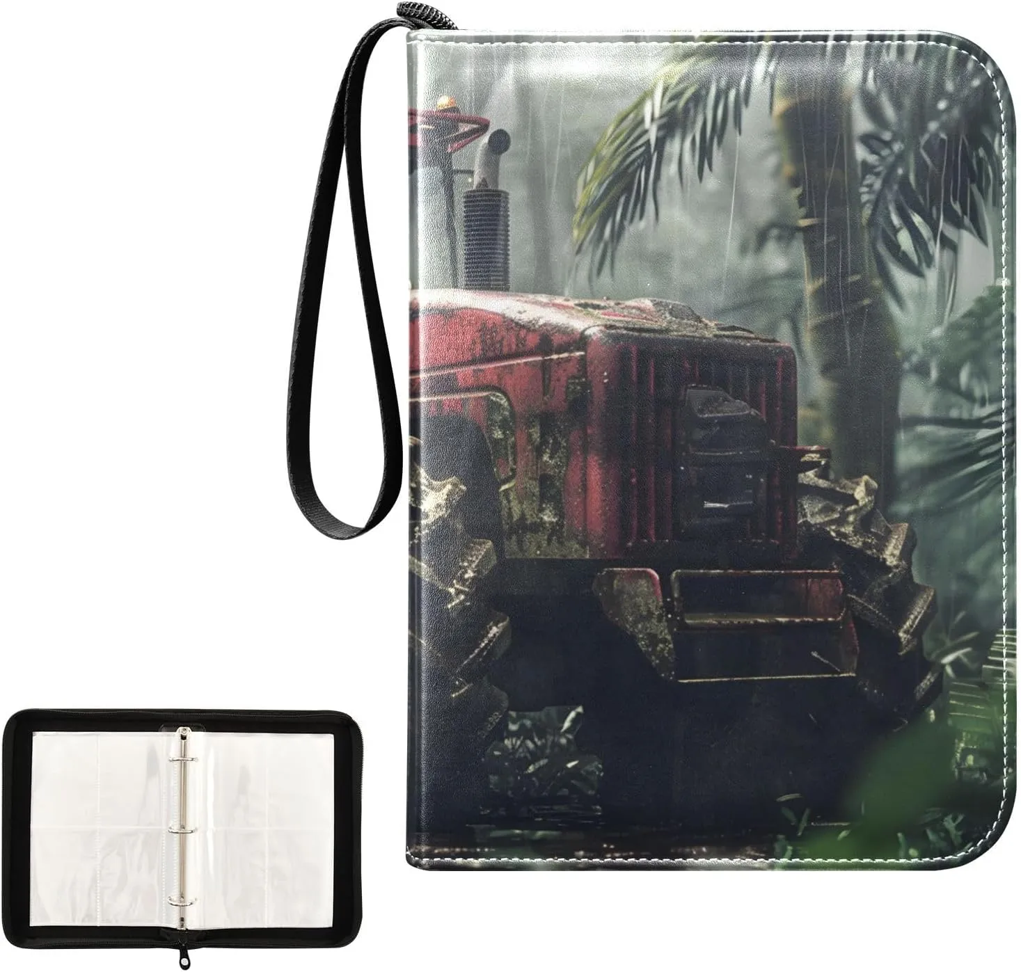 4 Pockets Trading Card Album Holder Book Folder Sports Card Binder Agriculture Tractor 400 Double Side Pockets for 3 Ring Binder Zipper