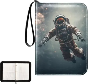 4 Pockets Trading Card Album Holder Book Folder Sports Card Binder Astronaut 17 400 Double Side Pockets for 3 Ring Binder Zipper
