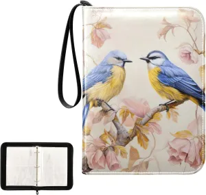 4 Pockets Trading Card Album Holder Book Folder Sports Card Binder Bird Sparrow 4 400 Double Side Pockets for 3 Ring Binder Zipper