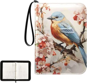 4 Pockets Trading Card Album Holder Book Folder Sports Card Binder Bird Sparrow 7 400 Double Side Pockets for 3 Ring Binder Zipper