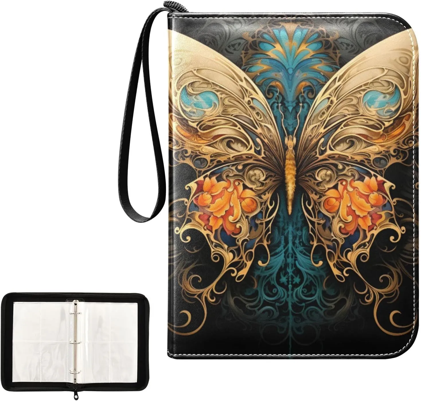 4 Pockets Trading Card Album Holder Book Folder Sports Card Binder Butterfly 4 400 Double Side Pockets for 3 Ring Binder Zipper