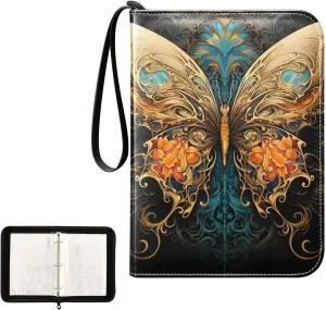 4 Pockets Trading Card Album Holder Book Folder Sports Card Binder Butterfly 4 400 Double Side Pockets for 3 Ring Binder Zipper