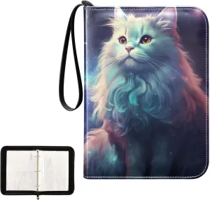 4 Pockets Trading Card Album Holder Book Folder Sports Card Binder Cat 5 400 Double Side Pockets for 3 Ring Binder Zipper