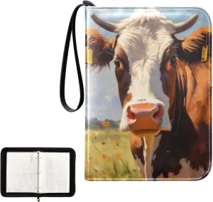 4 Pockets Trading Card Album Holder Book Folder Sports Card Binder Cattle Cow 1 400 Double Side Pockets for 3 Ring Binder Zipper