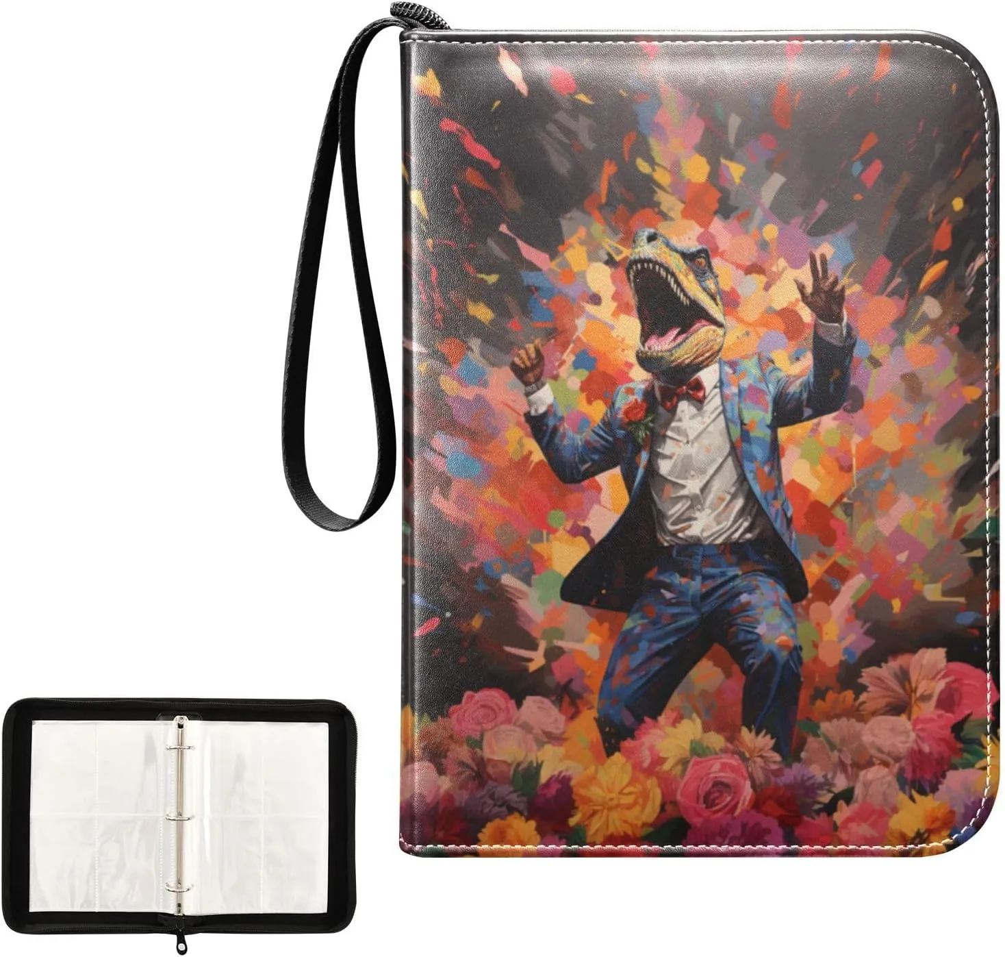 4 Pockets Trading Card Album Holder Book Folder Sports Card Binder Dinosaur Funny 1 400 Double Side Pockets for 3 Ring Binder Zipper