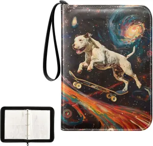 4 Pockets Trading Card Album Holder Book Folder Sports Card Binder Dog Nebula 400 Double Side Pockets for 3 Ring Binder Zipper