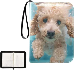 4 Pockets Trading Card Album Holder Book Folder Sports Card Binder Dog Underwater 400 Double Side Pockets for 3 Ring Binder Zipper