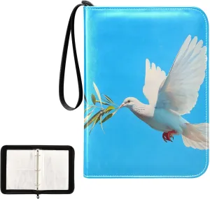 4 Pockets Trading Card Album Holder Book Folder Sports Card Binder Dove Of Peace 400 Double Side Pockets for 3 Ring Binder Zipper