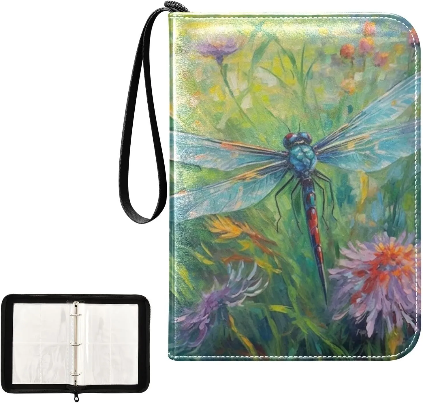 4 Pockets Trading Card Album Holder Book Folder Sports Card Binder Dragonfly 1 400 Double Side Pockets for 3 Ring Binder Zipper