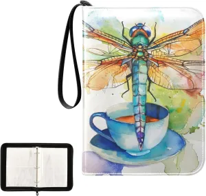 4 Pockets Trading Card Album Holder Book Folder Sports Card Binder Dragonfly Cup 400 Double Side Pockets for 3 Ring Binder Zipper