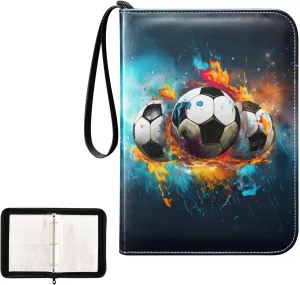 4 Pockets Trading Card Album Holder Book Folder Sports Card Binder Football Soccers 1 400 Double Side Pockets for 3 Ring Binder Zipper