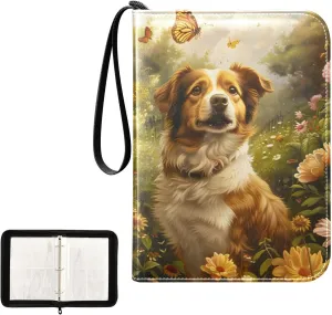 4 Pockets Trading Card Album Holder Book Folder Sports Card Binder Garden Dog 400 Double Side Pockets for 3 Ring Binder Zipper