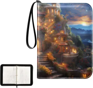 4 Pockets Trading Card Album Holder Book Folder Sports Card Binder Garden Painting 400 Double Side Pockets for 3 Ring Binder Zipper