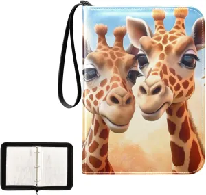 4 Pockets Trading Card Album Holder Book Folder Sports Card Binder Giraffe 2 400 Double Side Pockets for 3 Ring Binder Zipper